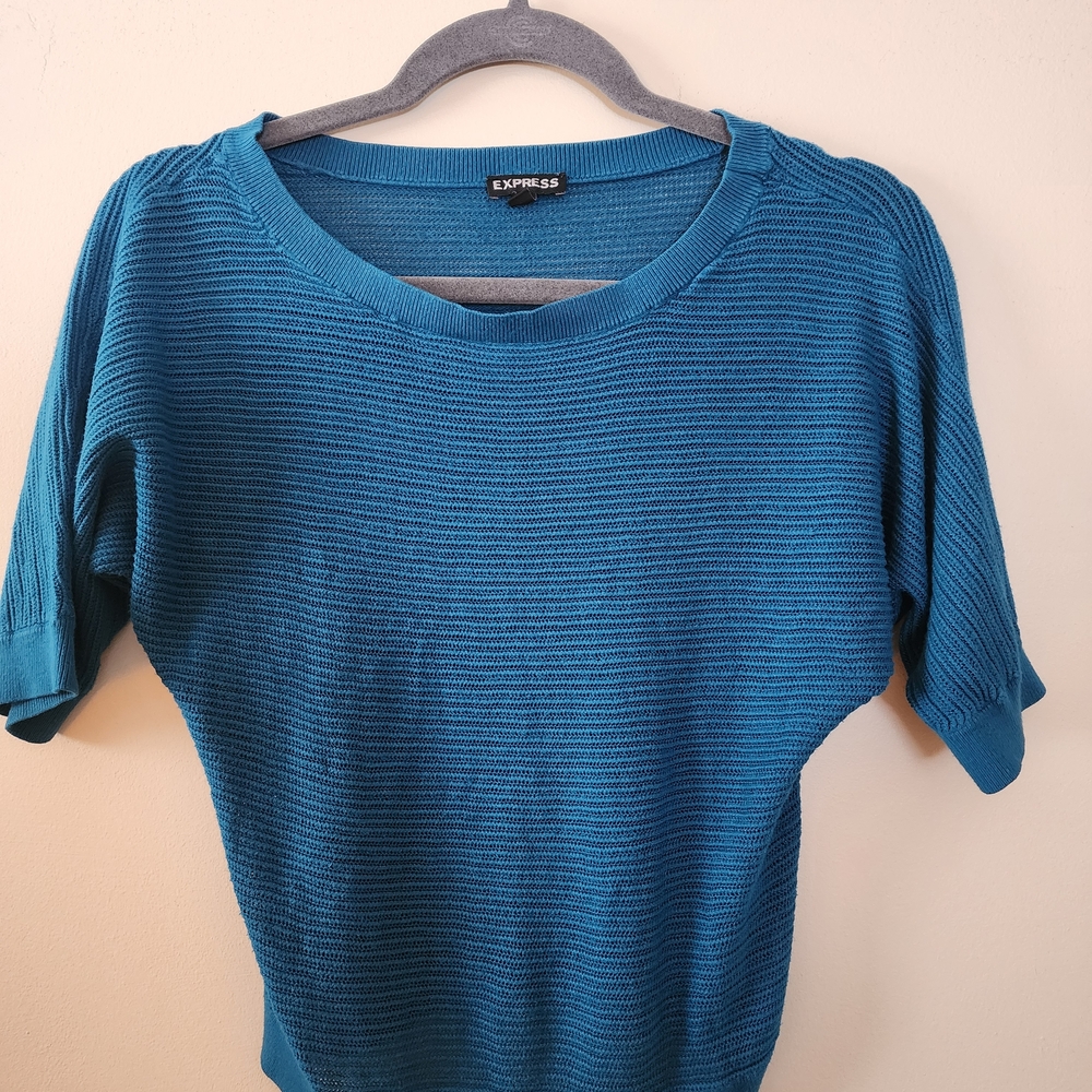 Express Teal Knit Top Med